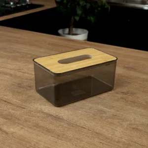 Plexi tissue box with wooden lid1