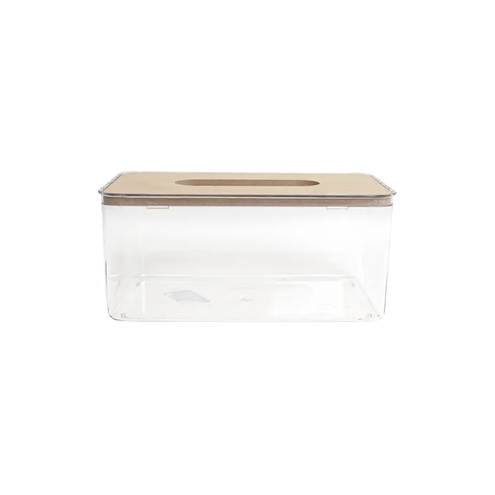 Plexi transparent tissue box with wooden lid2