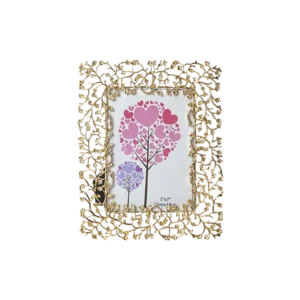 Rectangular 13x18cm floral design gold photo frame