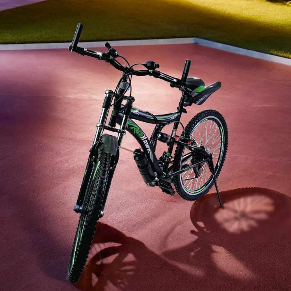 Red hawk 2 wheels 26in black & green amasor bicycle with water bottle1