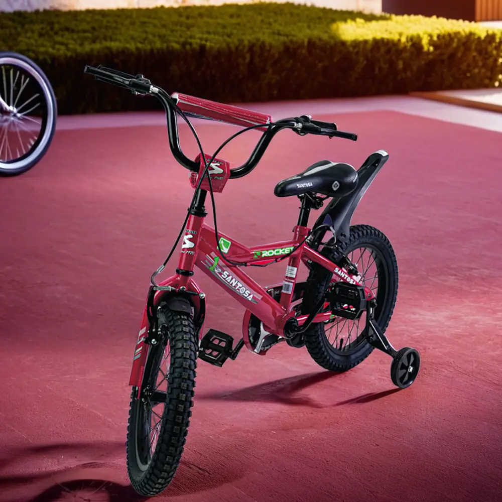 Santosa-4-Wheels-16in-Red-Bicycle1 Santosa 4 wheels 16in red bicycle1
