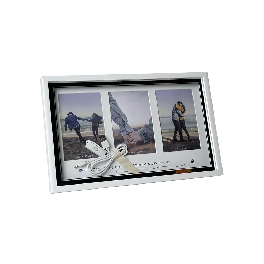 Triple photo frame with led backlight & usb switch