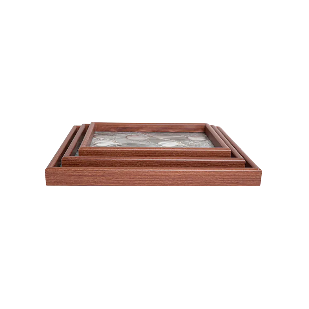 Wooden 3pcs tulip design tray set