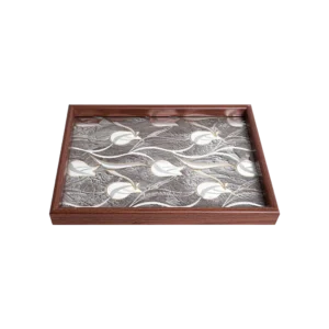 Wooden 3pcs tulip design tray set1