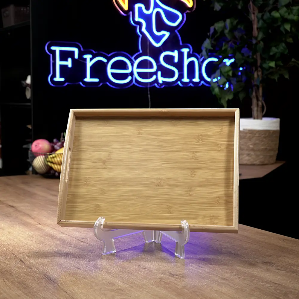 Wooden 40cm rectangular tray1