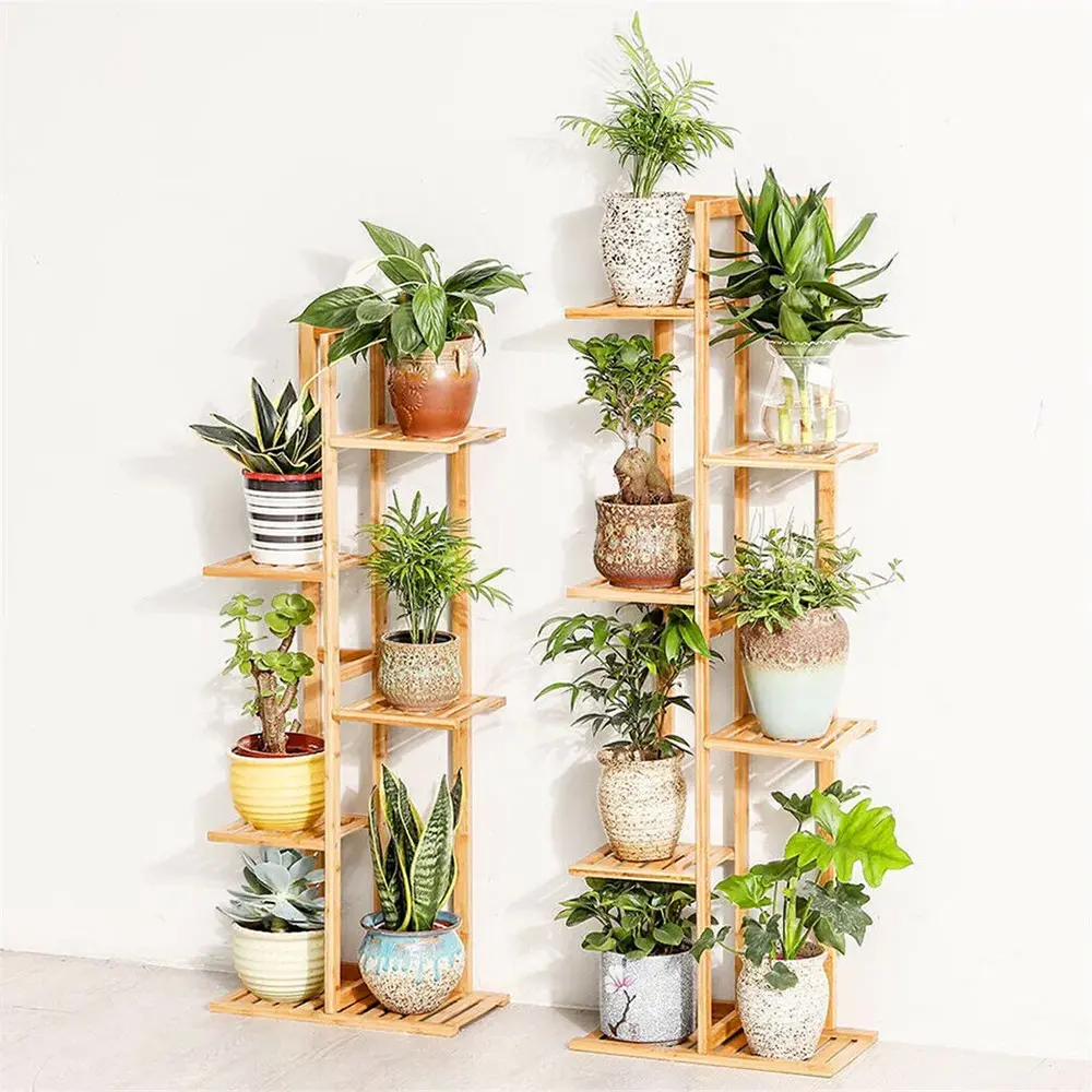 Bamboo 6 tier potted plant stand1