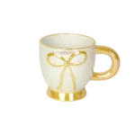 Ceramic ribbon design yellow mug with handle