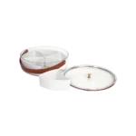 Circular compartment plastic food storage caddy with handle & lid2