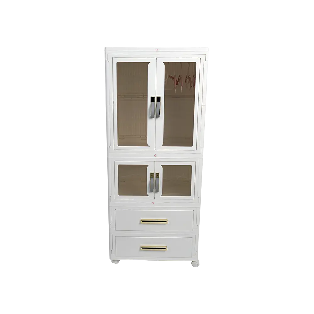 Double door plastic 35x55x130cm wardrobe with hangers and two drawer