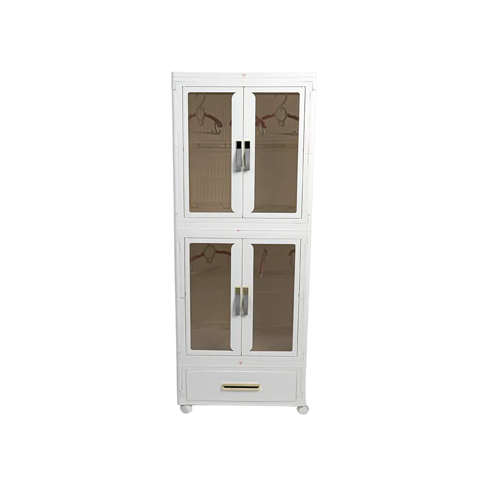 Double door plastic 35x55x140cm wardrobe with hangers and drawer