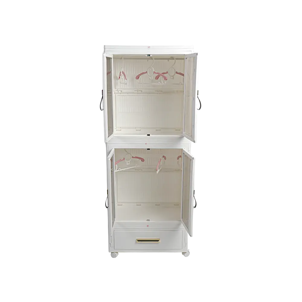 Double door plastic 35x55x140cm wardrobe with hangers and drawer2