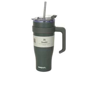 Exsport stainless 1200ml grey mug with straw