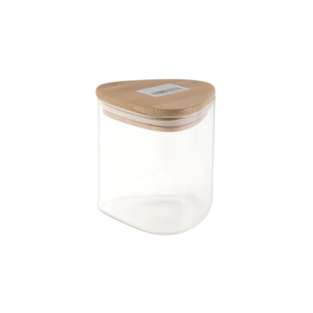 Glass 10x10cm jar with wooden lid