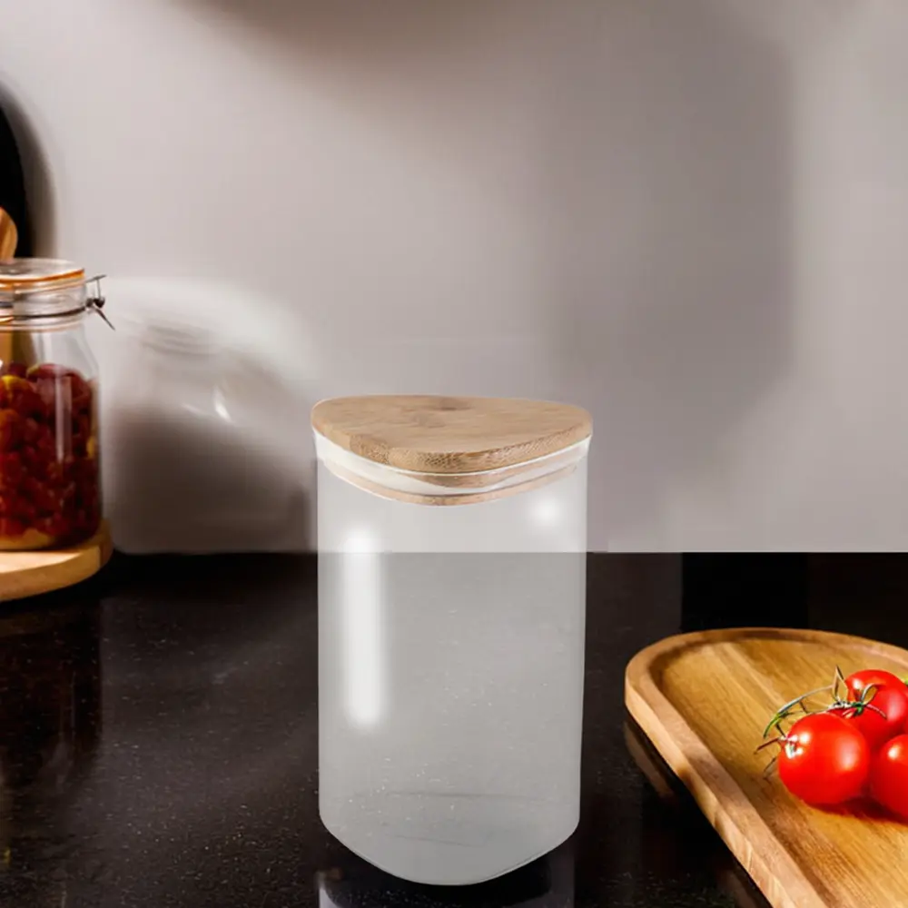 Glass 10x15cm jar with wooden lid1