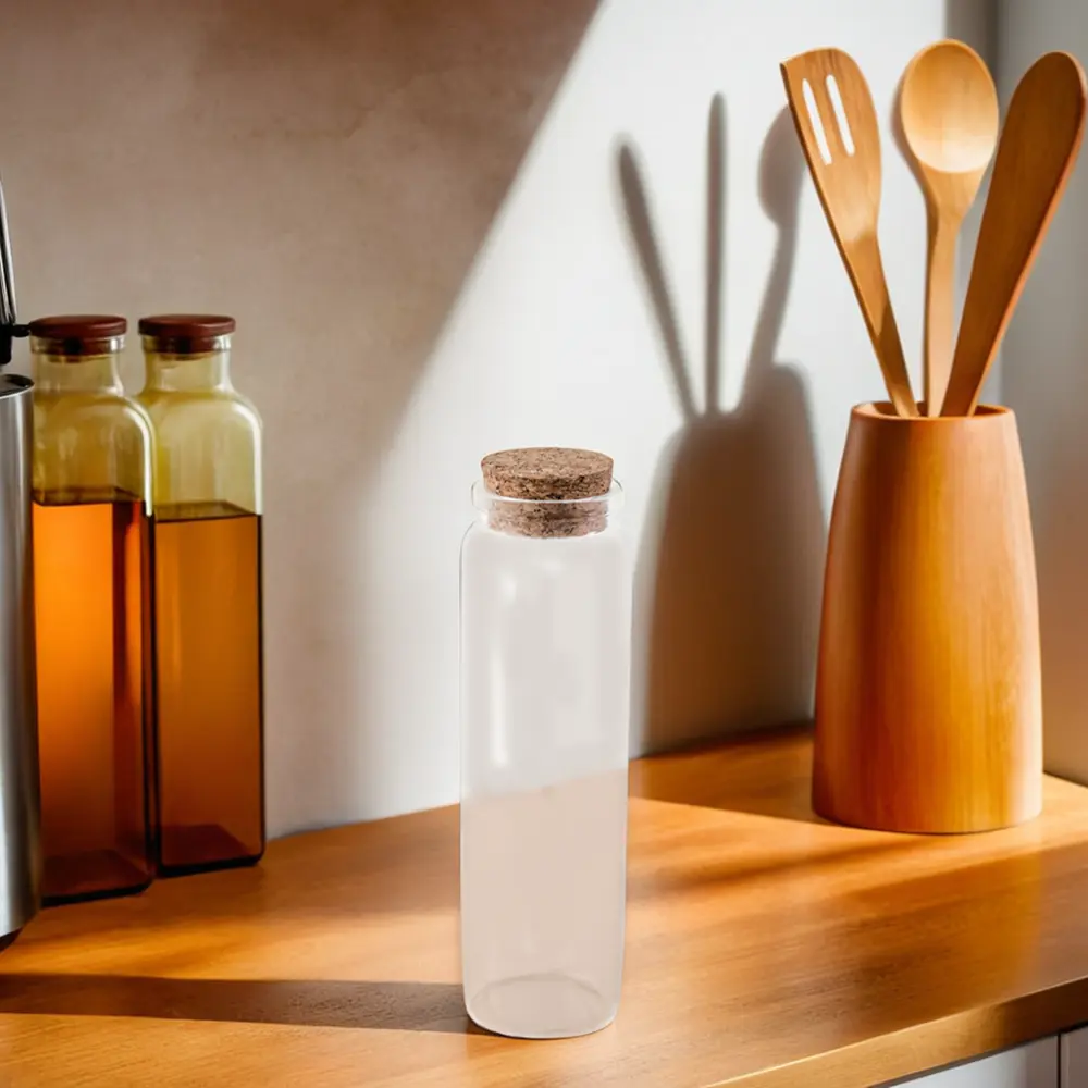 Glass 4.7x15cm bottle with a cork stopper1