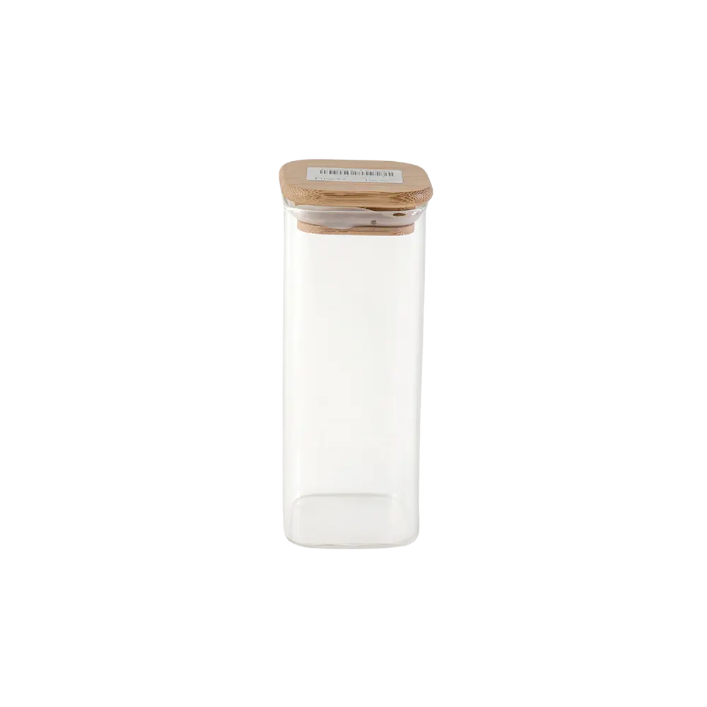 Glass 6x15cm jar with wooden lid
