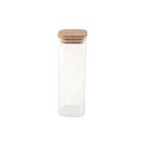 Glass 6x18cm jar with wooden lid