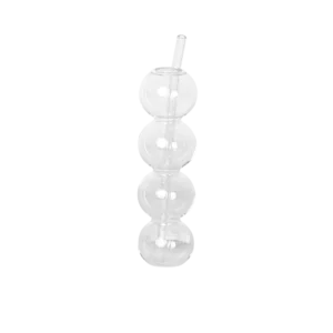 Glass bubble design cup with glass straw