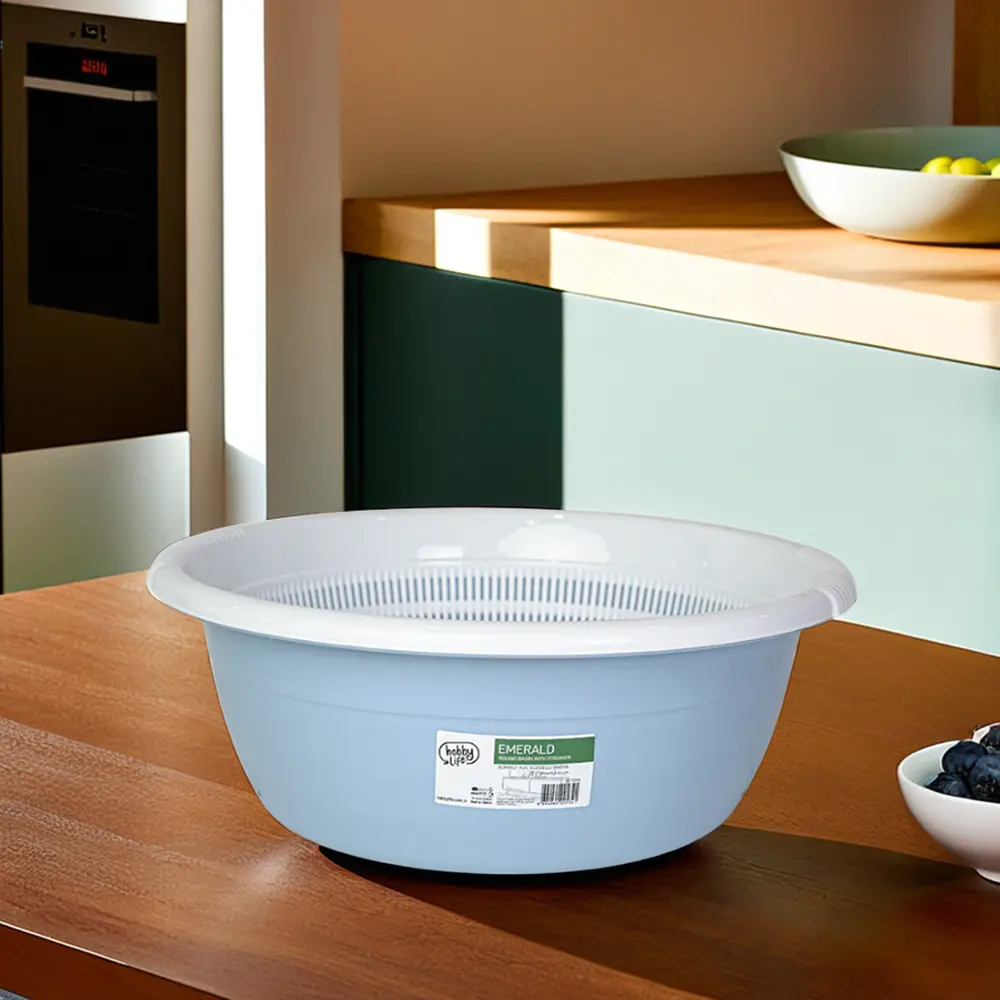 Hobby life 15l blue bowl with strainer1