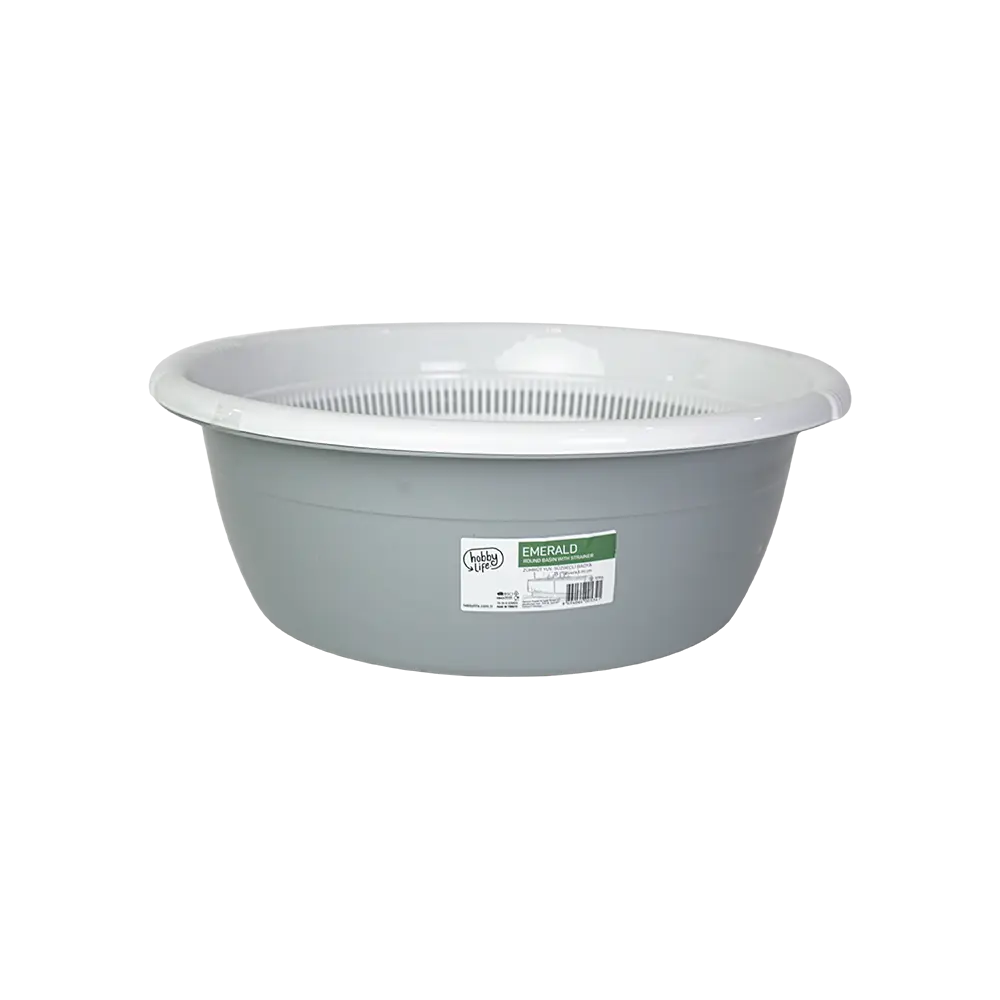Hobby life 15l grey bowl with strainer
