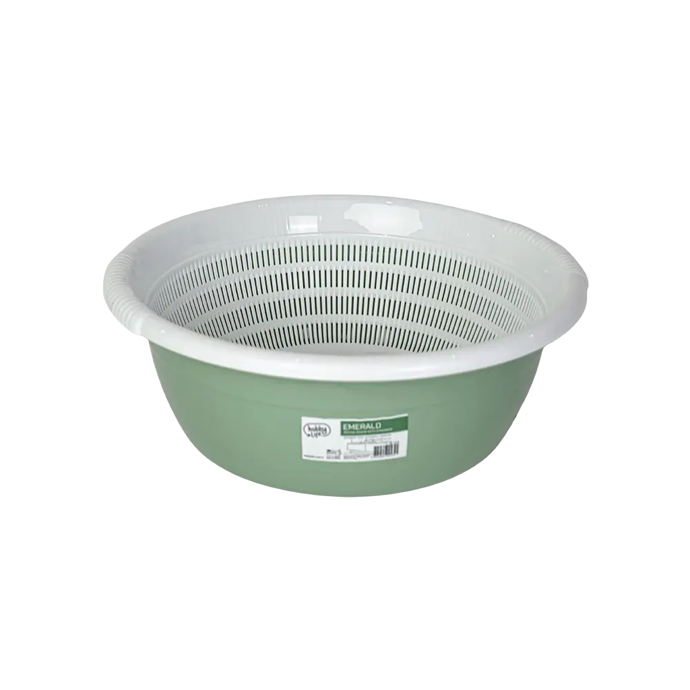 Hobby life 15l olive green bowl with strainer2