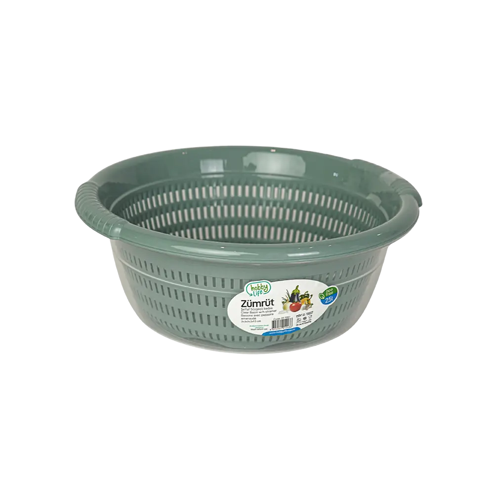 Hobby life 2.5l dark green strainer with transparent bowl