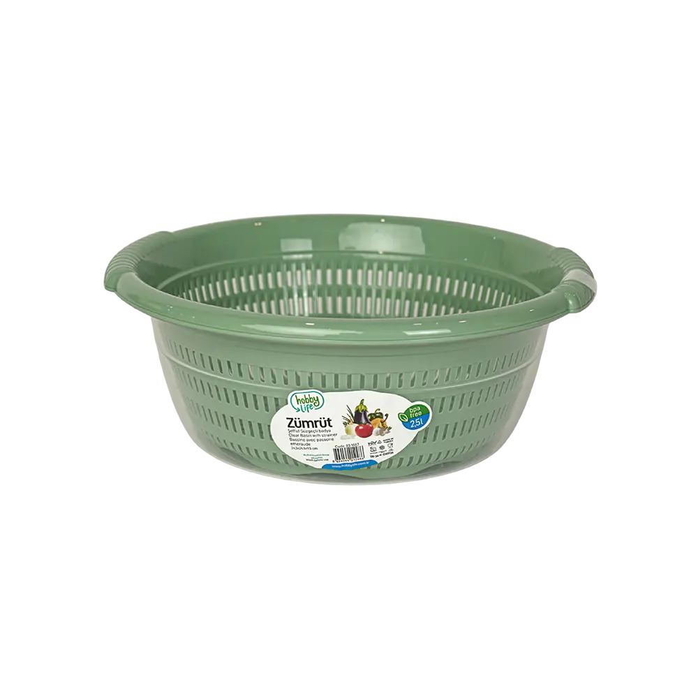 Hobby life 2.5l green strainer with transparent bowl
