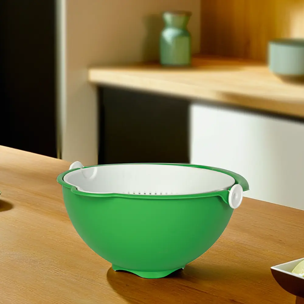 Hobby life 25x12cm green bowl with rotary strainer1
