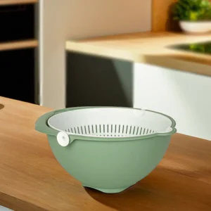 Hobby life 25x12cm olive green bowl with rotary strainer1