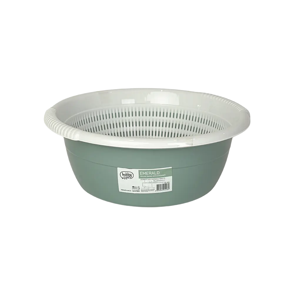 Hobby life 7l greenish blue bowl with white strainer