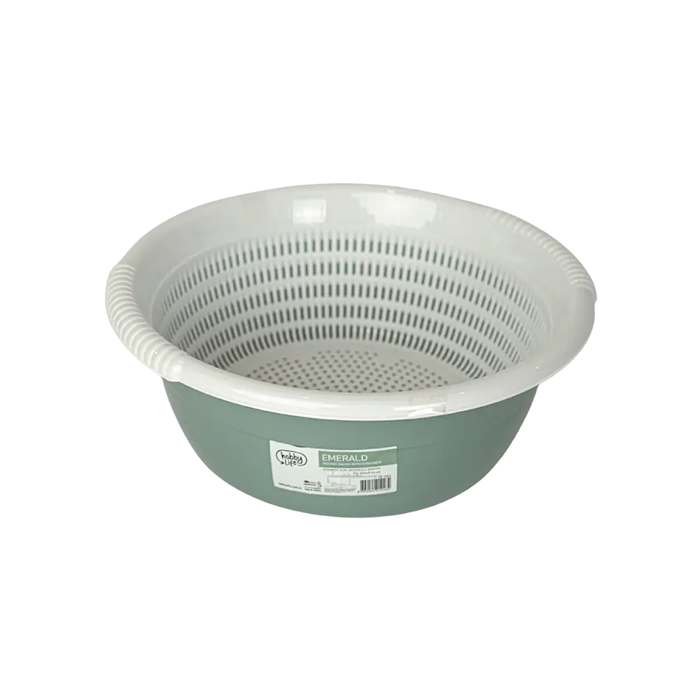 Hobby life 7l greenish blue bowl with white strainer2