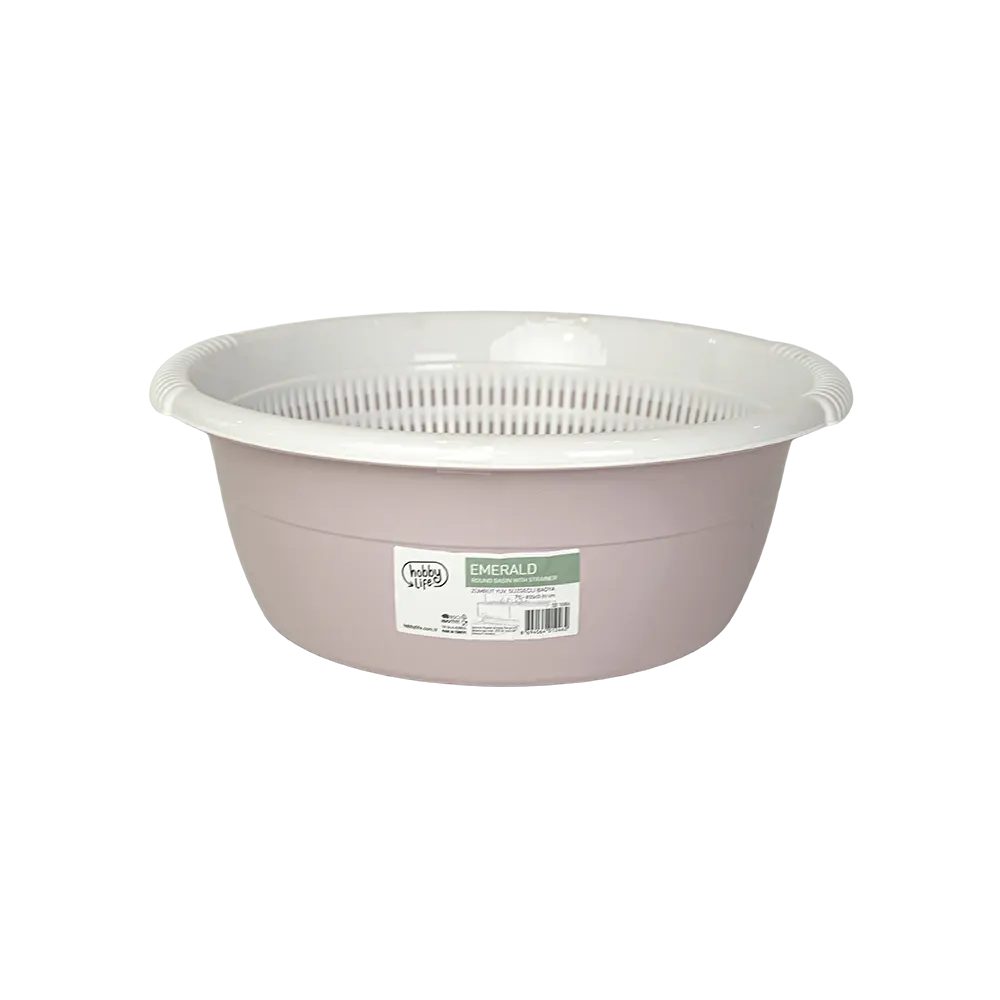 Hobby life 7l pink bowl with white strainer