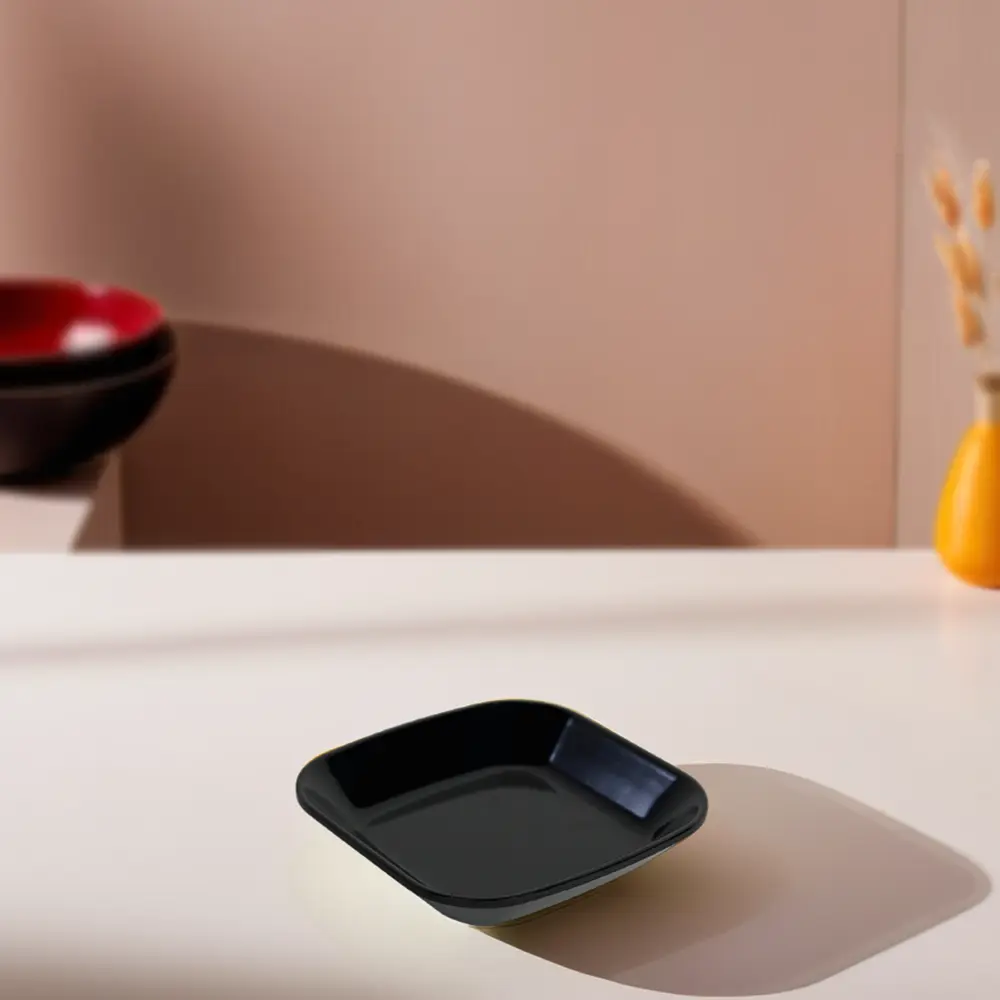 Melamine 11.5x11.5 black serving plate1