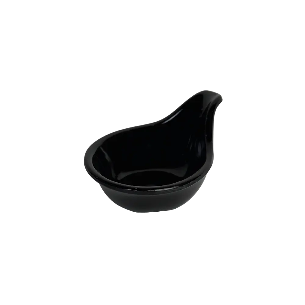 Melamine mini black serving plate with handle