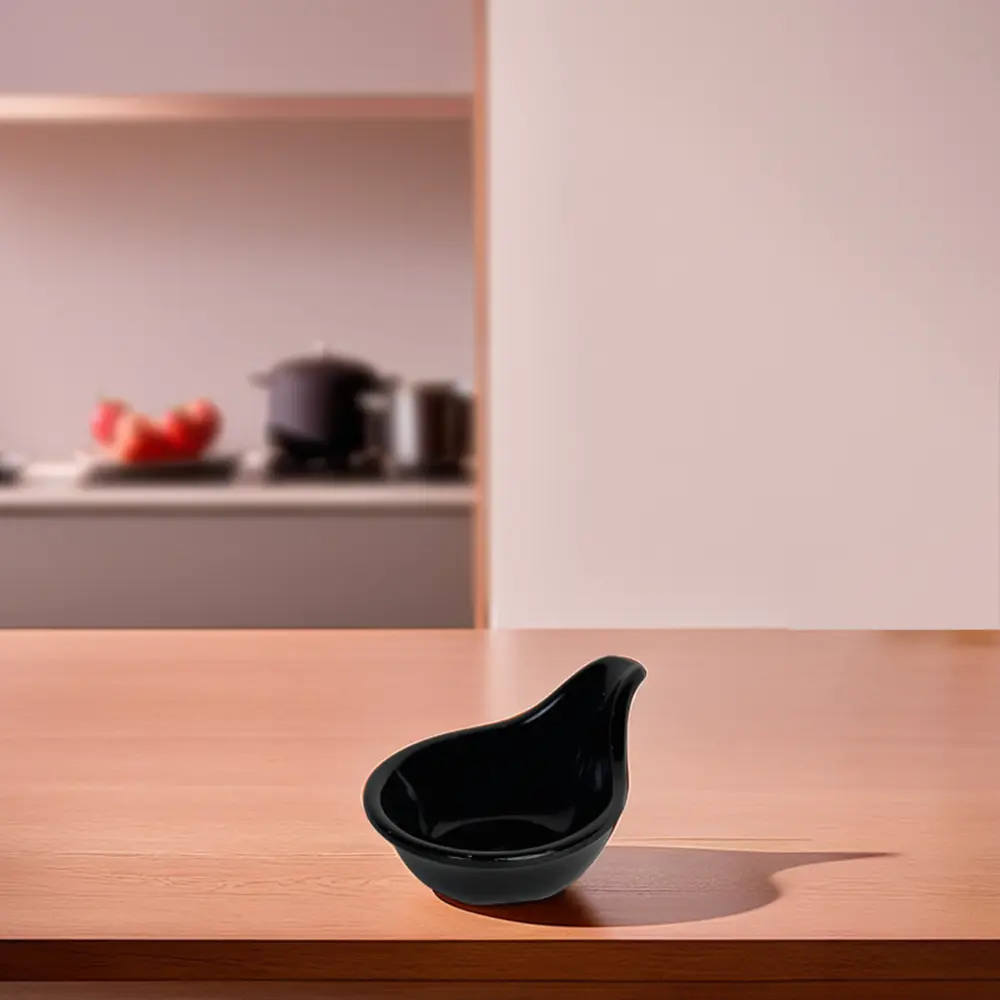 Melamine mini black serving plate with handle1