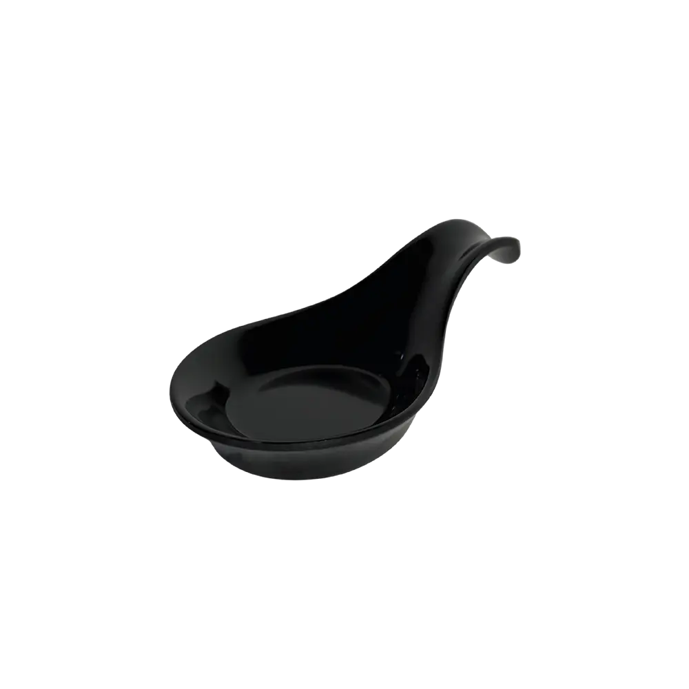 Melamine small black serving plate with handle