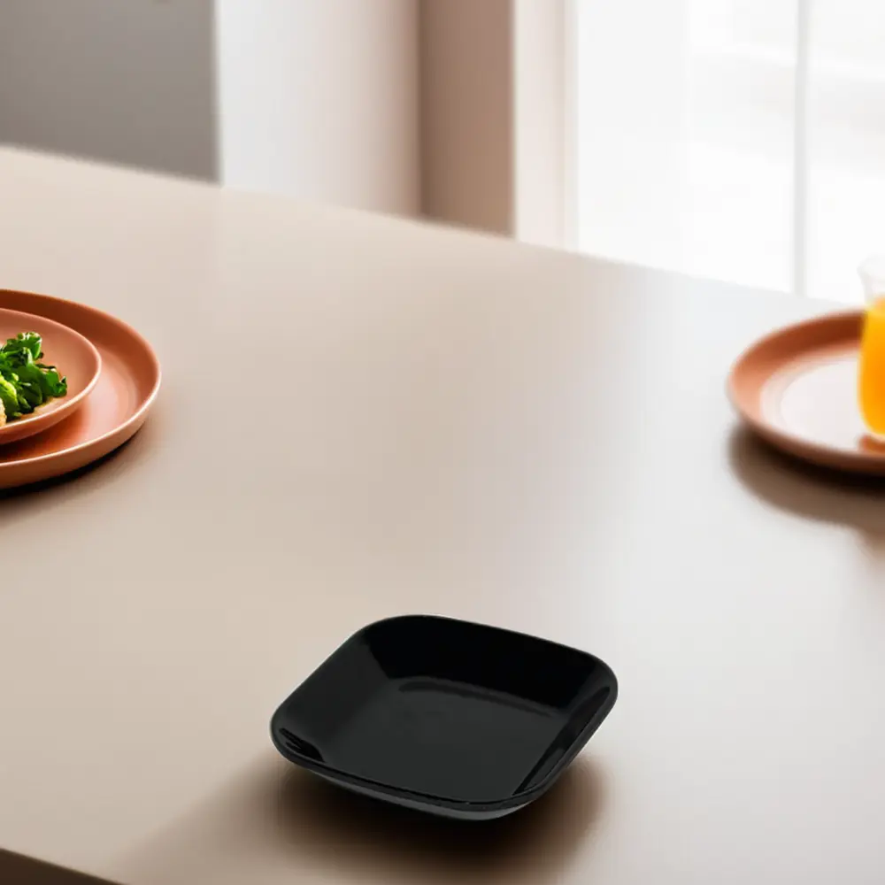 Melamine-Small-Sequared-Black-Sauce-Plate1 Melamine small sequared black sauce plate1