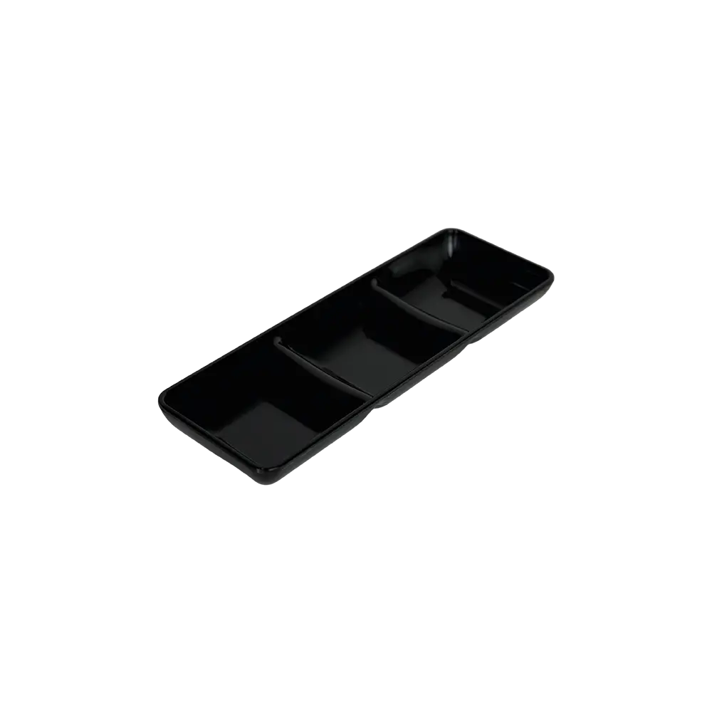 Melamine triple black serving plate