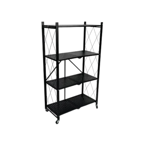 Metalic 4 tier 30x70x125cm rolling black stand1