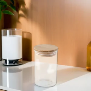 Momaz glass 6.5x10.7cm jar with circular wooden lid1