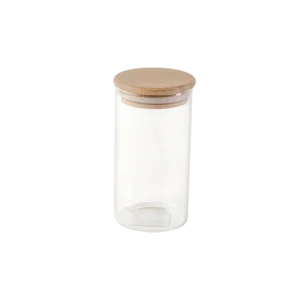 Momaz glass 6.5x12.7cm jar with circular wooden lid