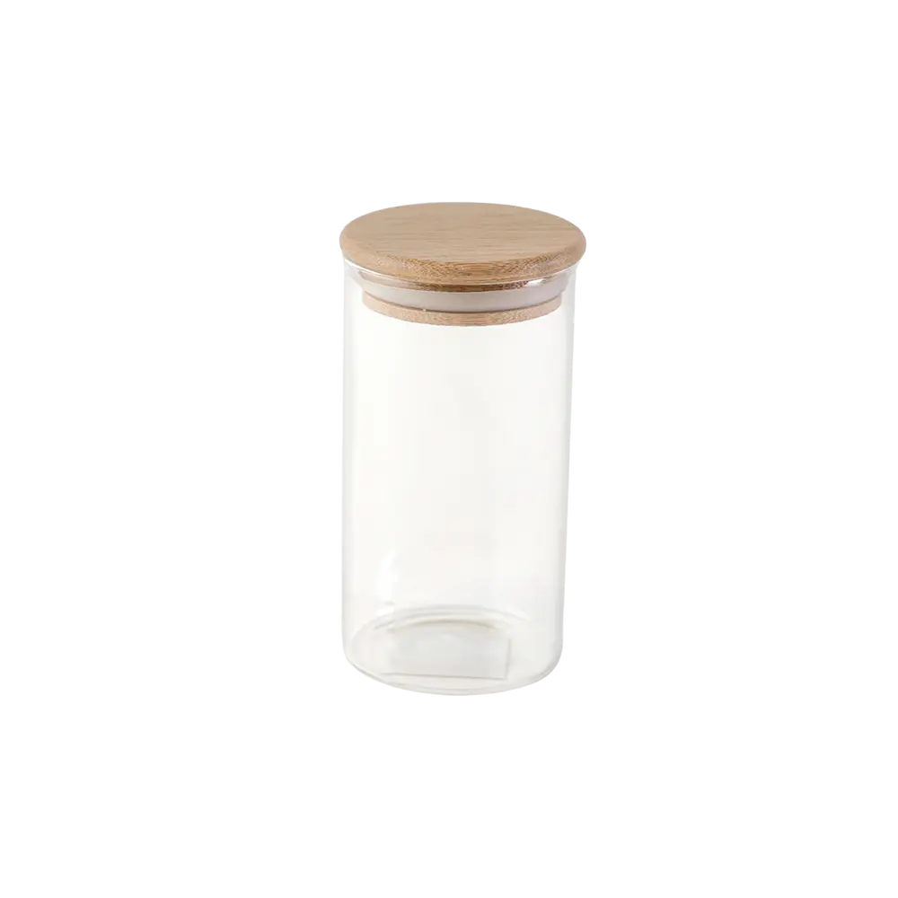 Momaz glass 6.5x12.7cm jar with circular wooden lid
