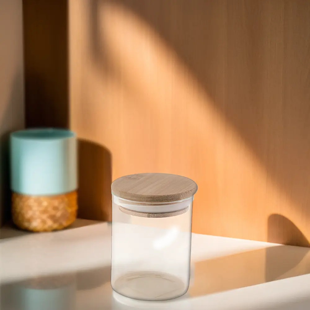 Momaz glass 6.5x8.7cm jar with circular wooden lid1