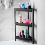 Plastic 3 tier 25x45x70cm black bathroom stand1