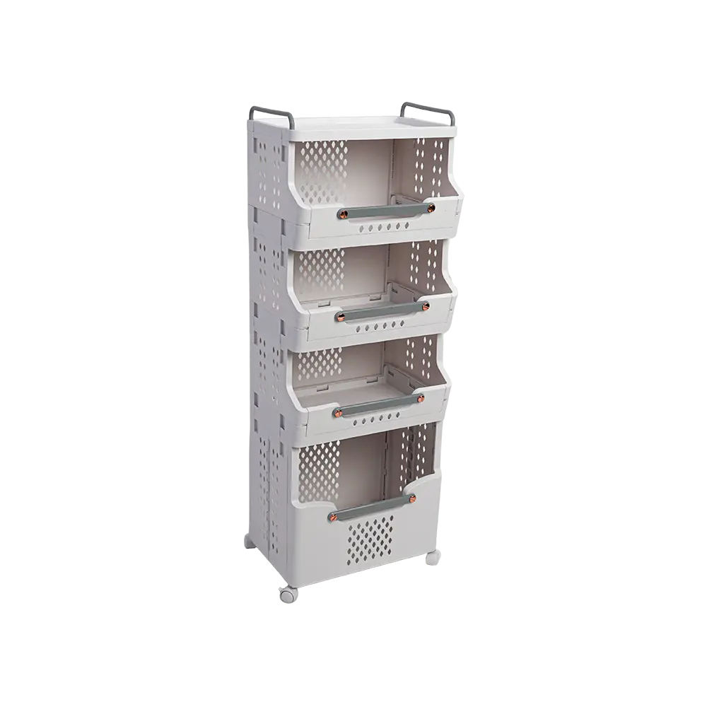 Plastic 4 tier 25x40x110cm rolling grey storage organizer2