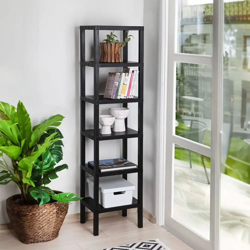 Plastic 6 tier 29x38x153cm black stand1