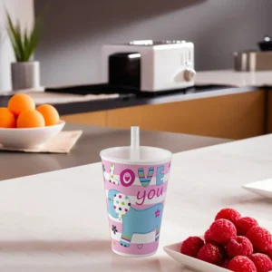 Plastic elephant design pink pipette cup1