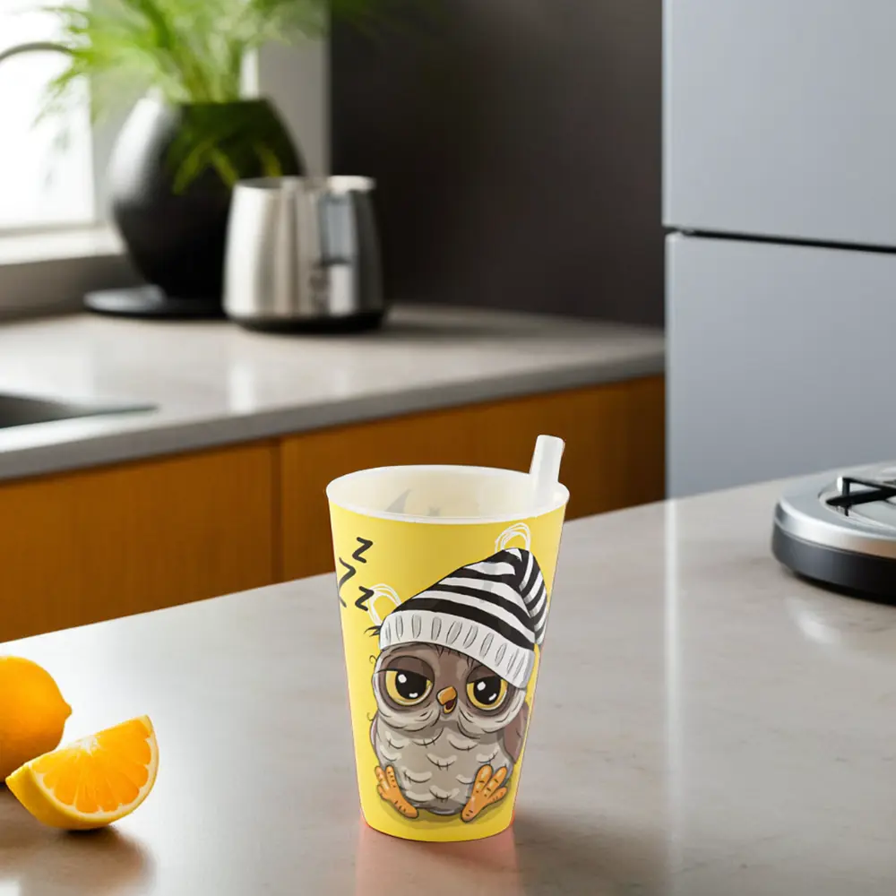 Plastic owl design yellow pipette cup1
