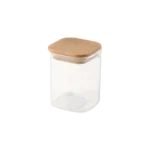 Small glass jar with wooden lid
