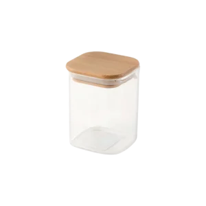 Small glass jar with wooden lid